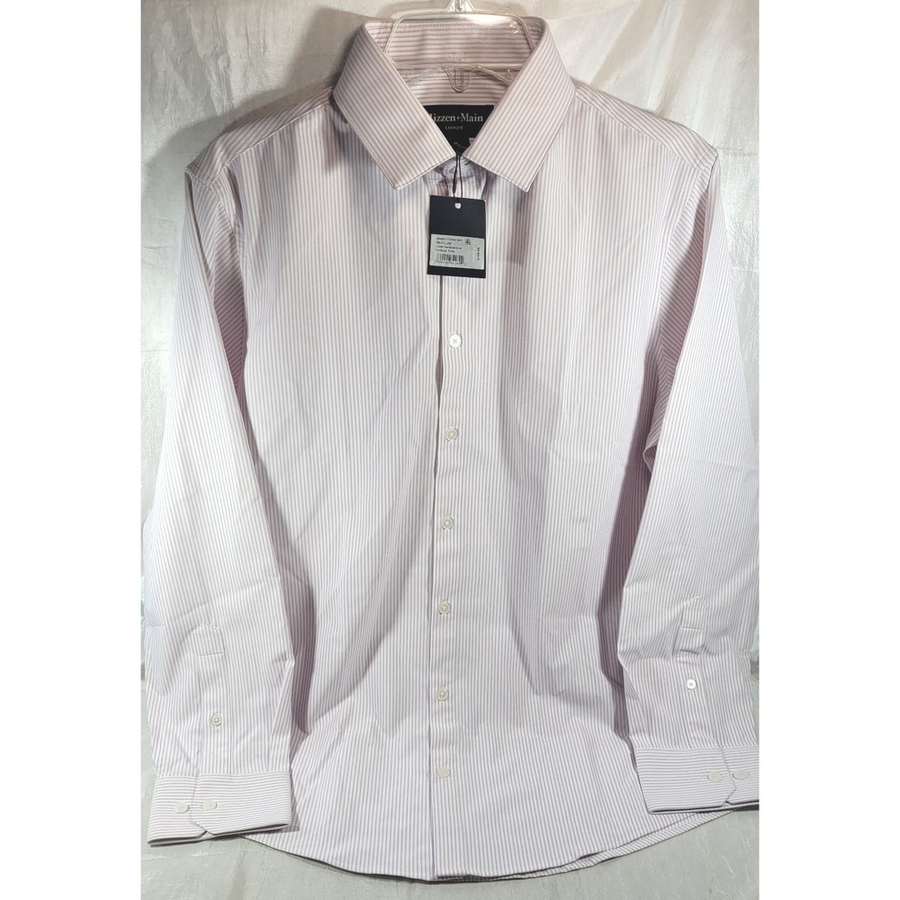 Mizzen+Main Men's Leeward Dress‎ Shirt - Lavender Haze Banker Stripe - M Trim